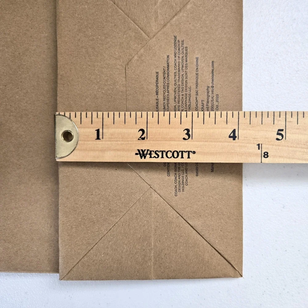 Coach New York Brown Paper Shopping Bag With Card Insert Small Gift Bag 10x8x4